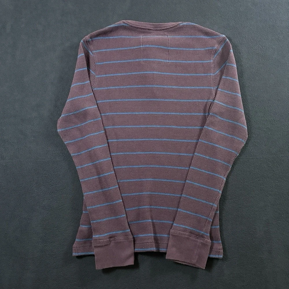 Urban Pipeline Waffle Knit Henley Shirt Mens S Purple Blue Striped Thermal Y2K